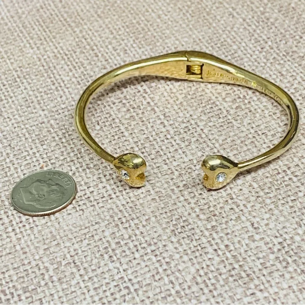 Kate Spade Heart Crystal Gold Hinged Bracelet - Picture 1 of 3